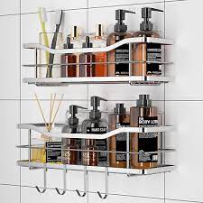 Shower Caddy With Hooks Wall Mounted