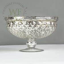 Mercury Glass Plated Pedestal Bowls On