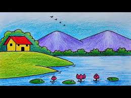 easy nature drawing scenery how to