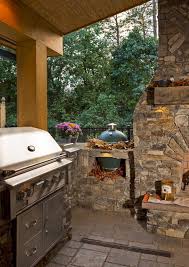 Outdoor Fireplace With Grill Island And