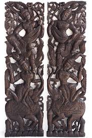 feng shui wooden carved figurines in pair