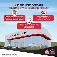 selected toyota service centres re open