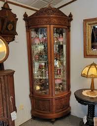 Antique Carved Oak Corner China Curio