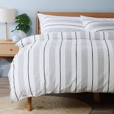 Brushed Cotton Stripe Grey Bedding Set