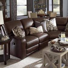 living room with brown leather