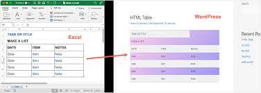 convert spreadsheet to html table