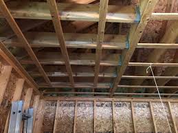 Floating ceiling joists are a decoupling technique effective for reducing impact noise. Raising Ceiling Joists 1 Bay Only The Garage Journal Board