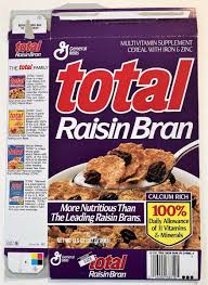 total raisin bran cereal box