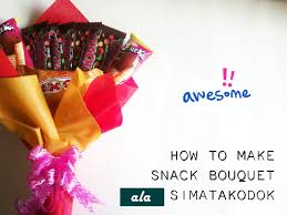 This bouquet for my housemate birthday gift. How To Make Snack Bouquet Ala Simatakodok Rizky Ashya