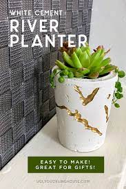 white cement river planter ugly