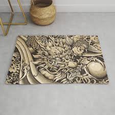anese dragon and koi fish rug by