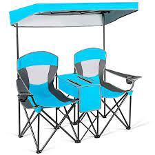 gymax folding 2 person cing chairs