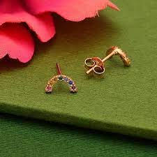 rose gold plated rainbow post earrings