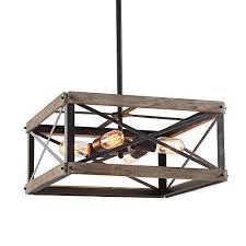 Lnc 4 Square Foyer Pendant Rustic Chandeliers Kitchen Island Light Fixtures A03438 Description The Striking Geometric Light Features A Black Painted Wood Enclosure To Frame Vintage Style Light Bulbs Not Included It Is Constructed By Durable