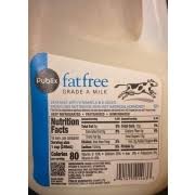 publix grade a fat free milk calories