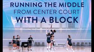 volleyball court with a block