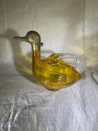 Amber Glass Duck Decanter Karl Palda