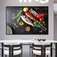 Fish Vegetable Spices Canvas Painting