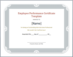 Employee Performance Certificate Template Word Templates
