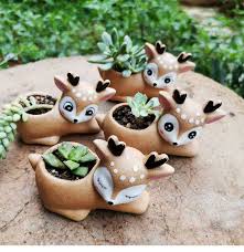 mini handmade deer succulent cactus