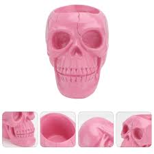 creative pink skull head makeup brush