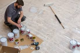 white epoxy floor coating in a