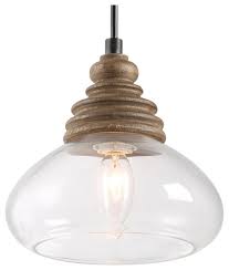 Lnc Home Uezvfitop13544i6 Syncretic One Light Mini Pendantantique Wood Finish With Clear Glass