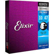 Elixir 80 20 Bronze Acoustic Guitar Strings With Polyweb Coating Extra Light 010 047 Musician S Friend