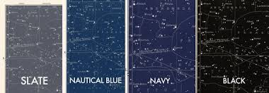 Star Map Print Blue Star Map Constellations Chart Print Blue Constellation Celestial Map Constellations Art Blue Large Horizontal Art