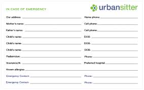 Free Printable Emergency Contacts Card To Leave With The Babysitter