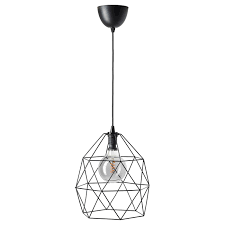 Brunsta Rollsbo Pendant Lamp With Light Bulb Black Globe Grey Clear Glass Ikea