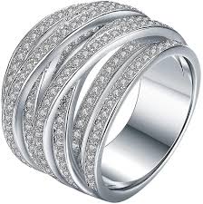 shiny half full diamond ring multilayer