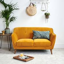 fred 2 seater mustard sofa