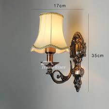 Vintage Wall Sconces Lighting Alloy Glass Fabric Shade Bedroom Unique