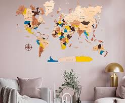 Wooden World Map Wall Decor Travel Map