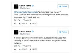 But on friday, a whole eight days after his outburst, he's removed the negative tweets aimed at the bad blood singer. Calvin Harris And Zayn Malik Get Into An Argument On Twitter The Summer Of Beef Travels To The United Kingdom Updated