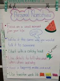 Personal Narrative Anchor Chart Teaching Writing 6th