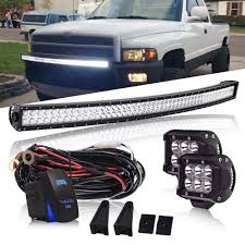 Dot 50 Inch 288w Led Curved Light Bar 2pcs 4 Inch 18w Cube Pods Driving Lights W Rocker Switch Wiring Harness For Offroad Pickup Truck Yamaha Jeep Wrangler Tj Ford Polaris