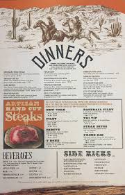 1968 original menu elmo steak house