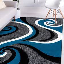 persian rugs 0327 turquoise swirls modern abstract area rug 5x7