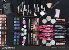 various makeup equipment black tabletop