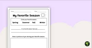 favorite season first grade worksheet