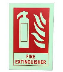 red fire extinguisher safety signage