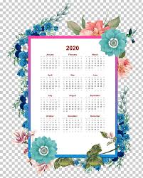 2020 Flower Yearly Calendar Able Template Png Clipart Art