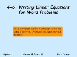 Ppt 4 6 Writing Linear Equations For