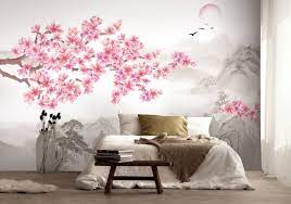 Cherry Blossom With Mountain Landscape