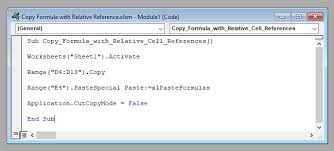 Excel Vba To Copy Formula With Relative