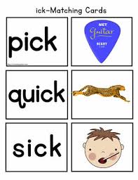 So you're writing a song or a poem and are frustrated from searching for the right rhyme? Ick Match Words Worksheets
