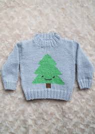 Intarsia Simple Christmas Tree Chart Childrens Sweater