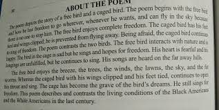 caged bird sing poem summary brainly